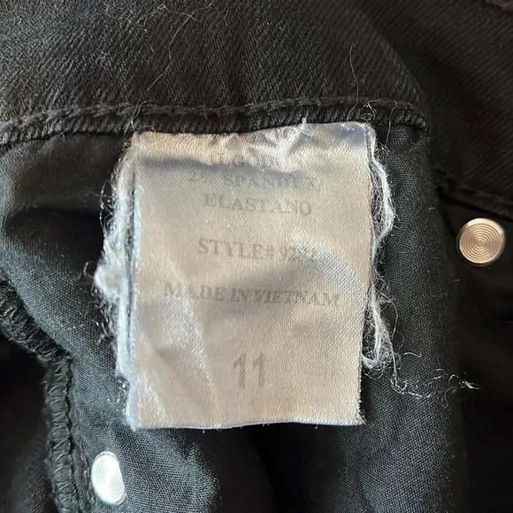 Boyfriend Dark Black Mid-rise Distressed Denim  Jeans, Size 11 - Picture 8 of 9